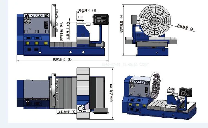 High Quality Facing CNC Lathe for Turning Tyre Mold, Flange, Shipyard Propeller, Electrode Praphite